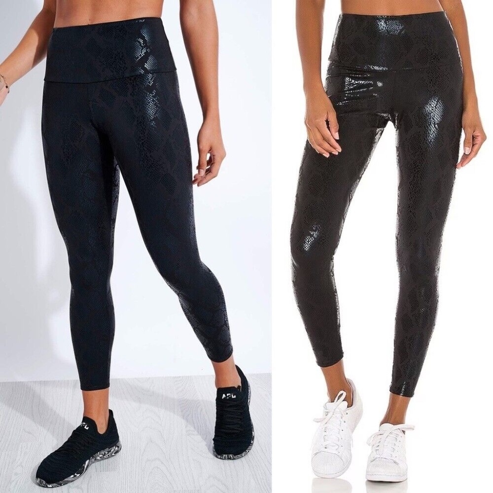 NEW Onzie Revolve Black Snakeskin High Rise Foil Legging Size XS